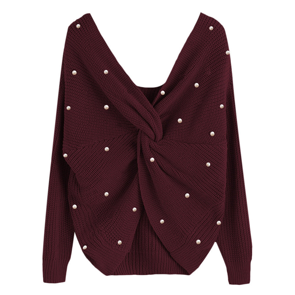Damen Strickpullover im modernen Wickeldesign Drune