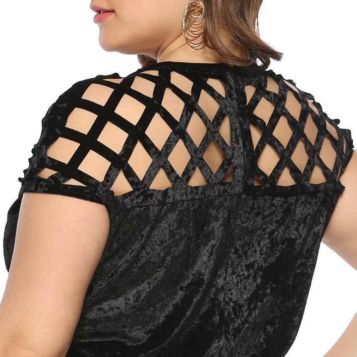 Damen Figurgünstiges Samtkleid mit einzigartigem Netzdesign Drune