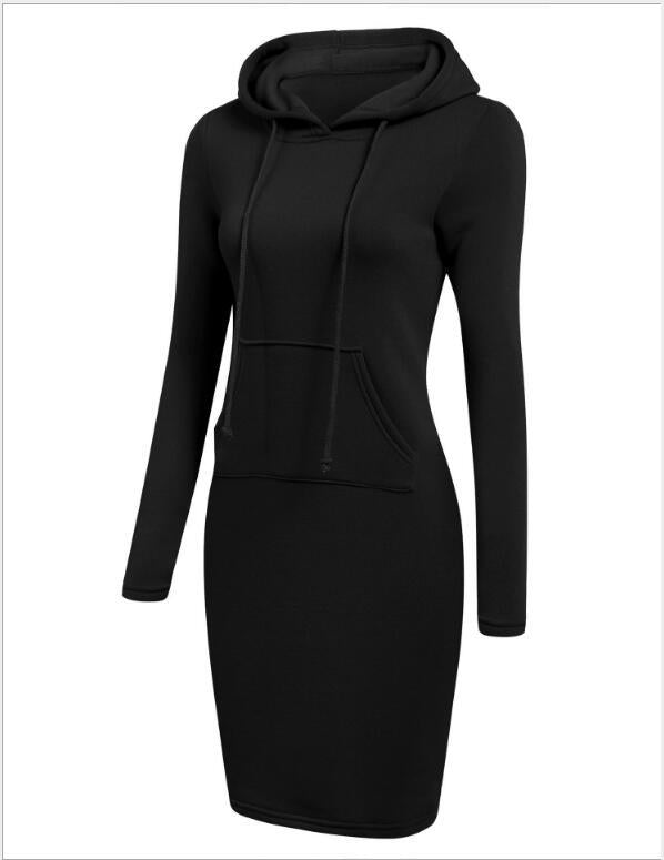 Damen Hoodie-Kleid mit praktischen Taschen und Kapuze Drune