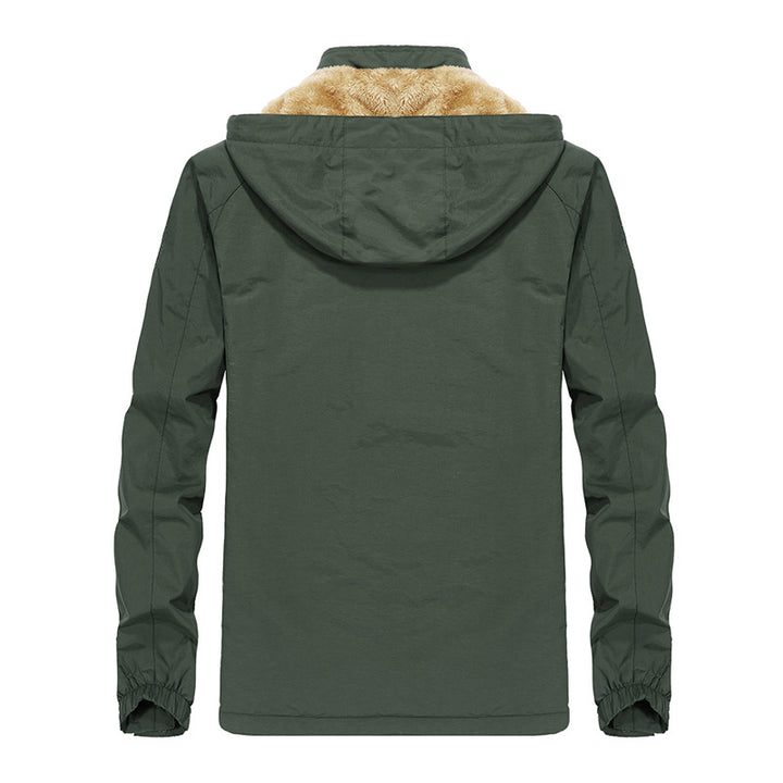 Herren Softshell-Outdoorjacke mit Teddy-Innenfutter, winddicht und Kapuze Drune