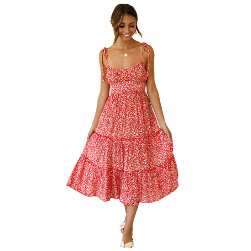 Damen Maxikleid mit verspielten Rüschendetails und zarten Trägern Drune