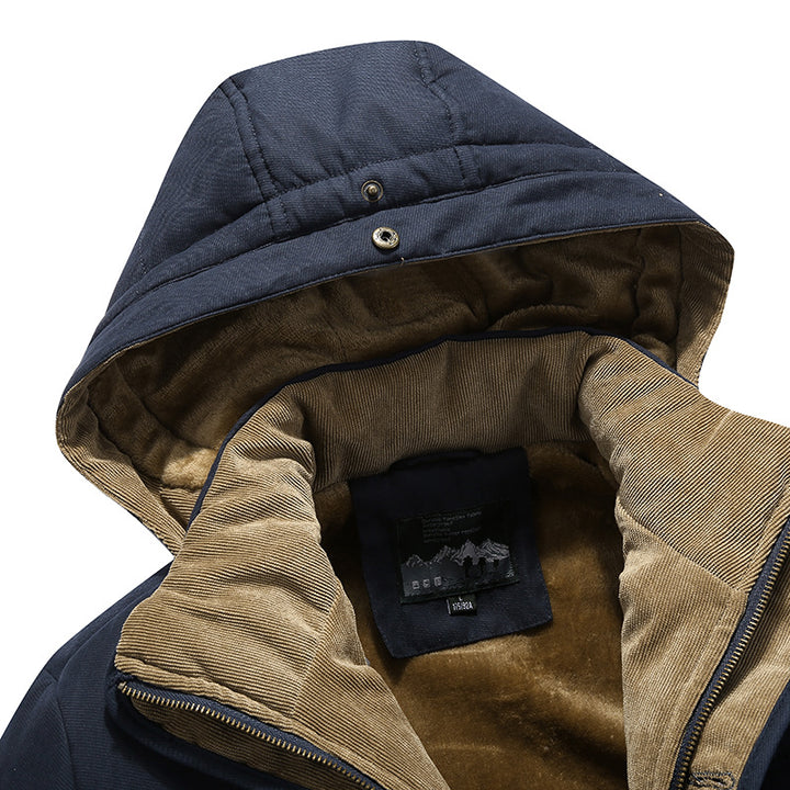 Herren Wasserabweisende gefütterte Parka mit Kapuze Thermofutter und Mehreren Taschen Drune