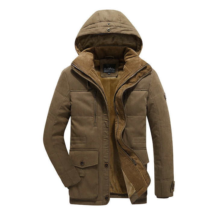 Herren Wasserabweisende gefütterte Parka mit Kapuze Thermofutter und Mehreren Taschen Drune