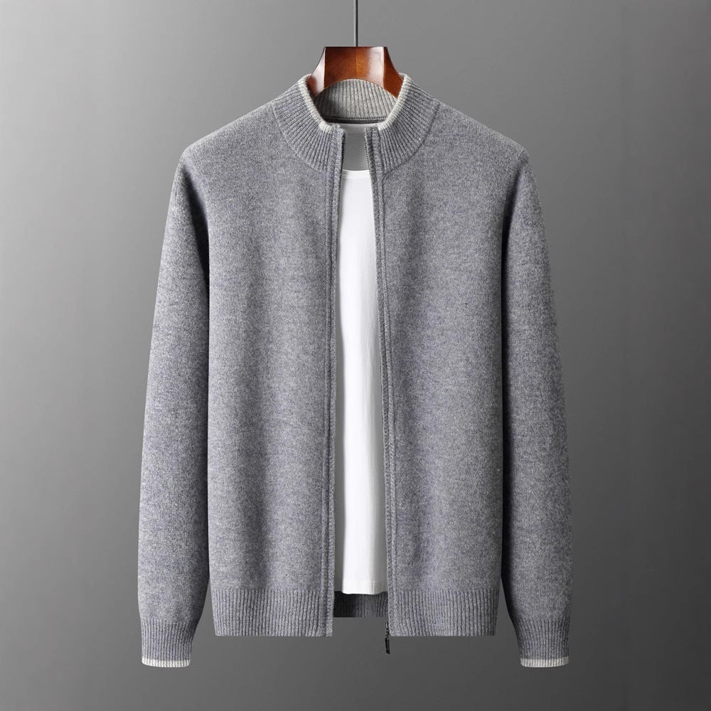 Herren-Strickjacke mit Reißverschluss und Stehkragen