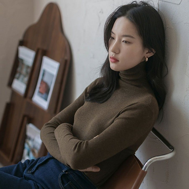 Körpernaher Rollkragen-Pullover, verschiedene Farben