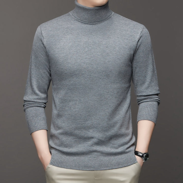 Herren-Strickpullover, Stehkragen, schmale Passform