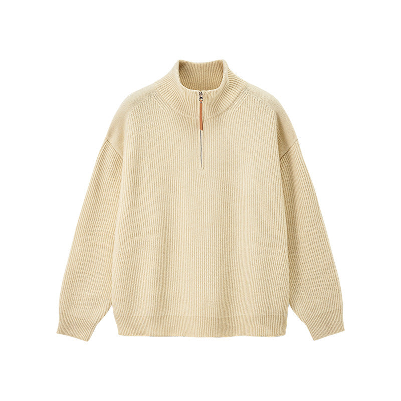 Herren-Strickpullover mit halbem Reißverschluss