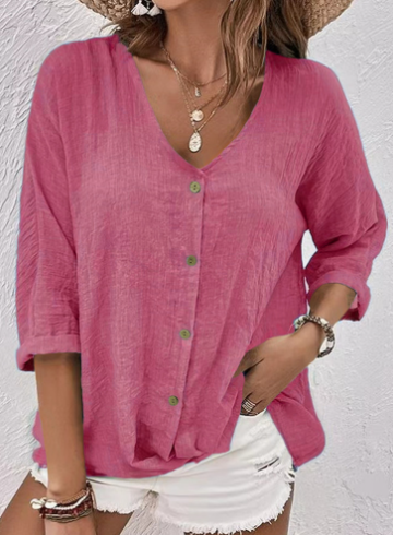 Drune | Entspannter Pullover mit V-Ausschnitt, Kurzen Ärmeln und Bluse