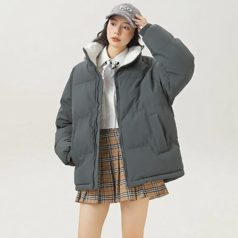 Unisex-Winterjacke, Lammfleece, gefüttert, warm