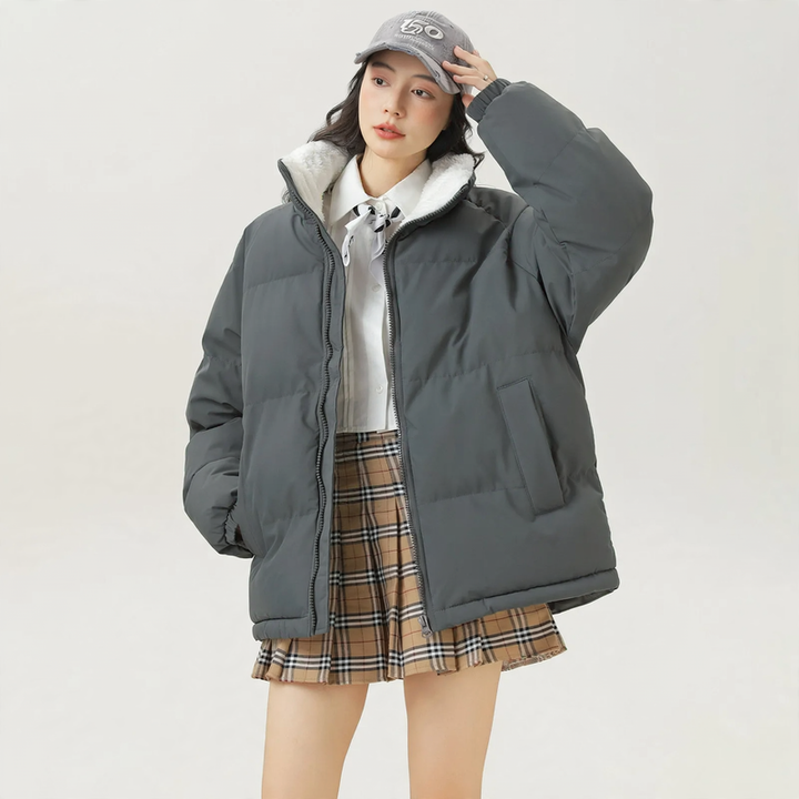 Unisex-Winterjacke, Lammfleece, gefüttert, warm