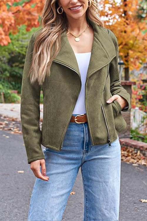 Drune | Up Pocketed Faux Suede Motorradjacke (in 7 Farben)