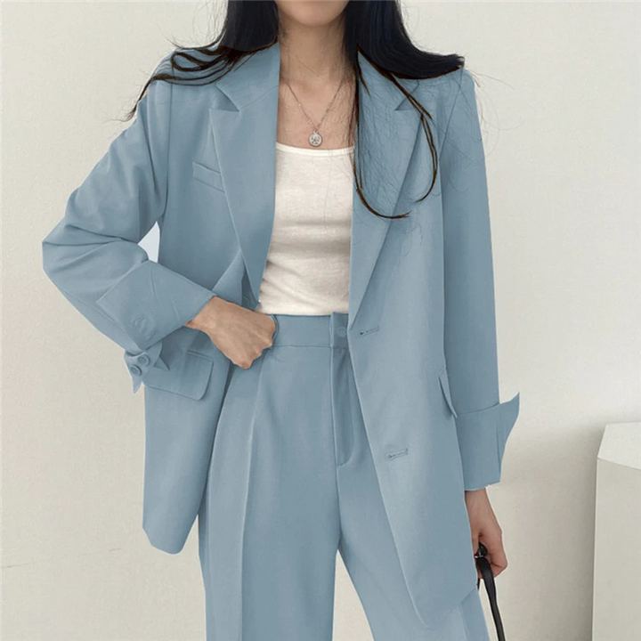 Drune | Langer Damenblazer mit Breitem Revers und Relaxter Passform