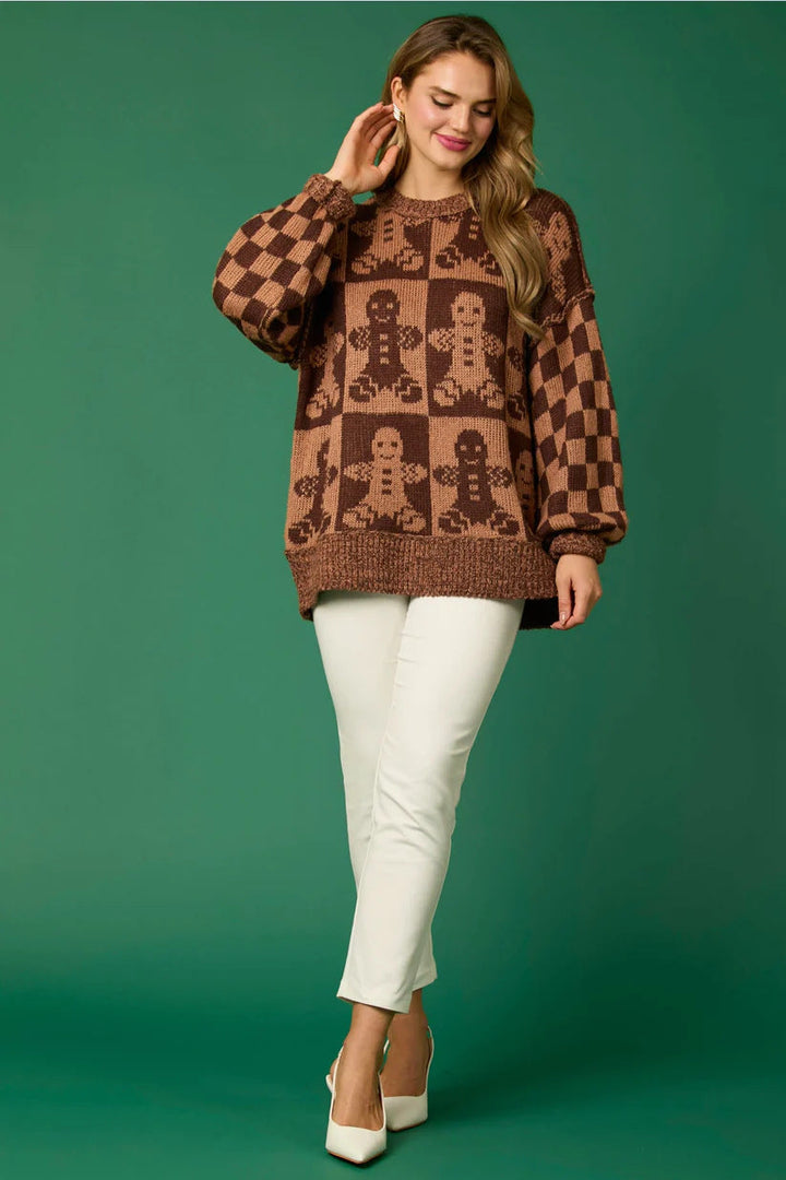 Drune | Zuckerstangen-Weihnachtsnadeln & Lebkuchenmann Strickpullover