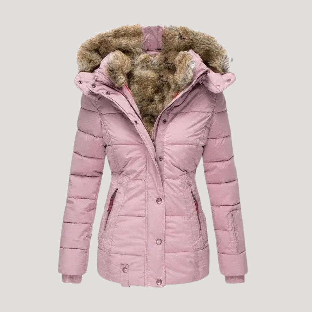 Drune | Damen gepolsterter Wintermantel mit Kunstpelzkragen Jacke