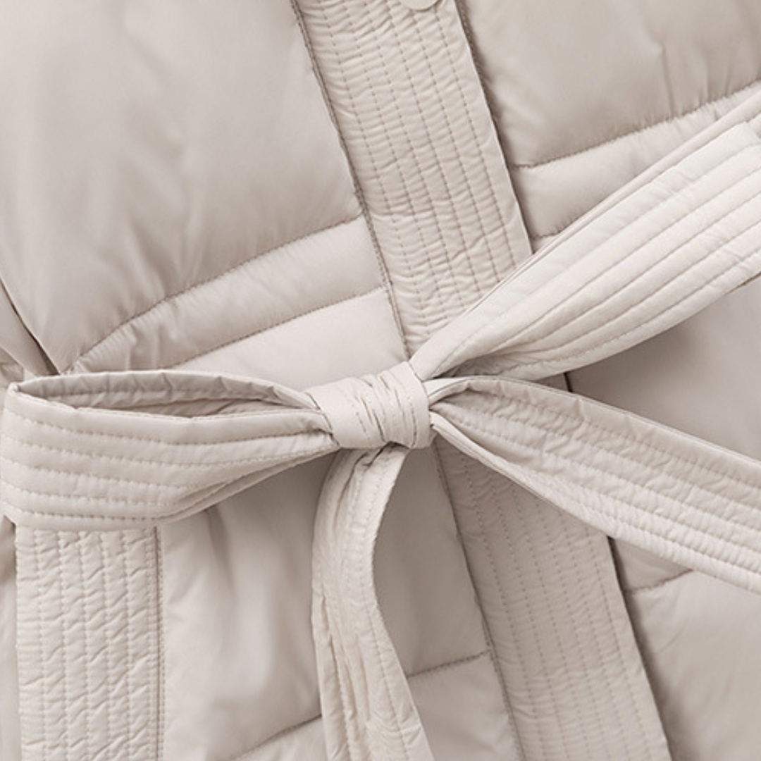 Drune | Damen Pufferjacke mit Kapuze und Gürtel