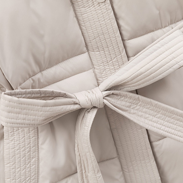Drune | Damen Pufferjacke mit Kapuze und Gürtel