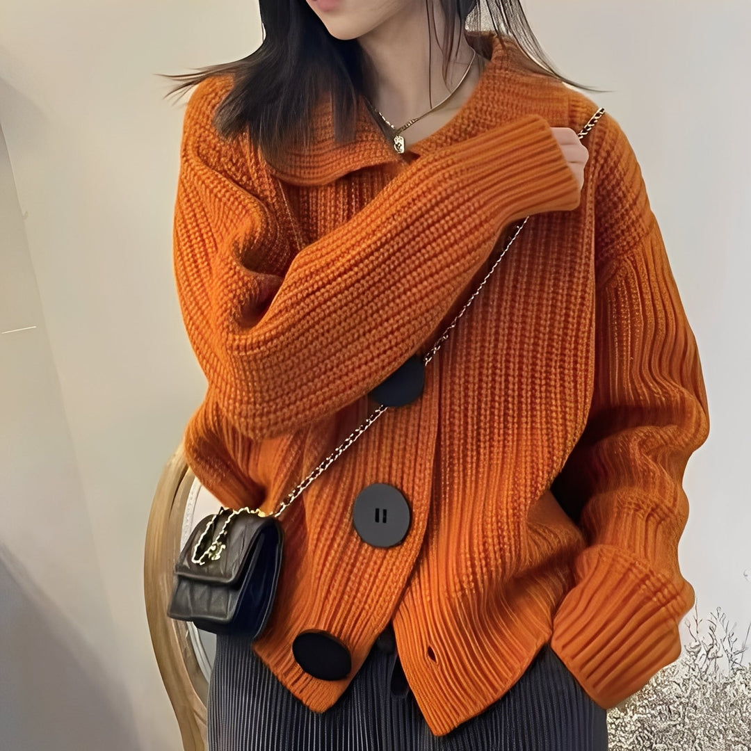 Drune | modischer Cardigan mit großen Knöpfen für Frauen