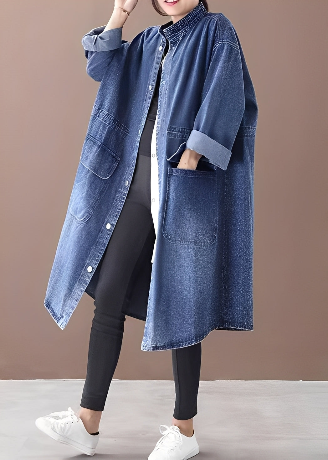Drune | Oversized Denimjacke mit Stehkragen für Frauen
