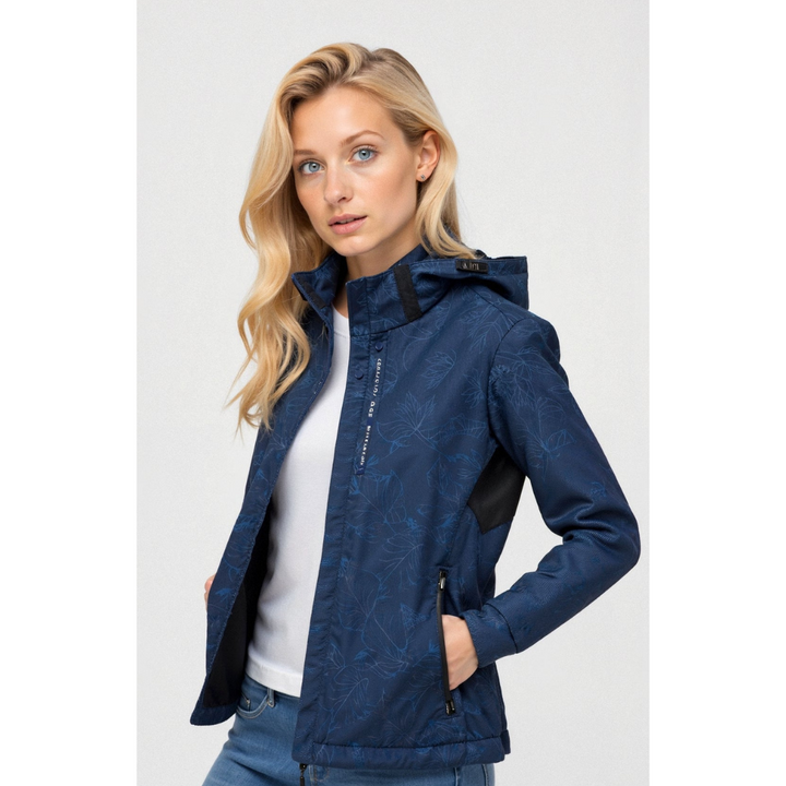Drune | Gedruckt Reißverschluss Winter Jacke - Kapuze