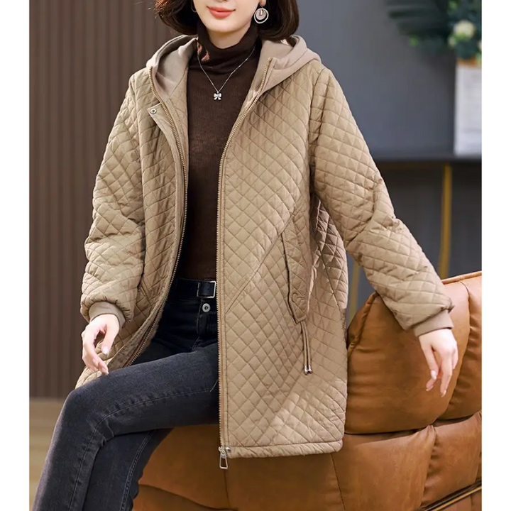 Drune | Warme fleecegefütterte gesteppte Jacke in einfarbiger Ausführung mit Reißverschluss Ideal für Herbst/Winter