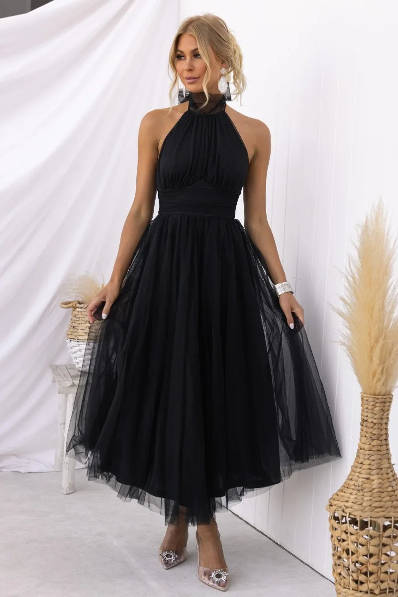 Drune | Halter Tüll Midi Kleid