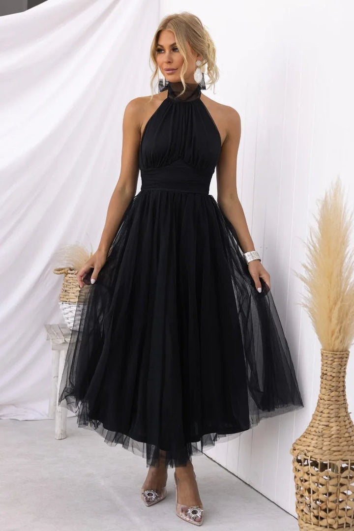 Drune | Halter Tüll Midi Kleid
