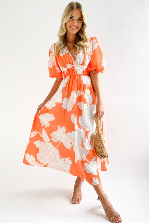 Drune | Real Love Print Puffärmel Maxi Kleid