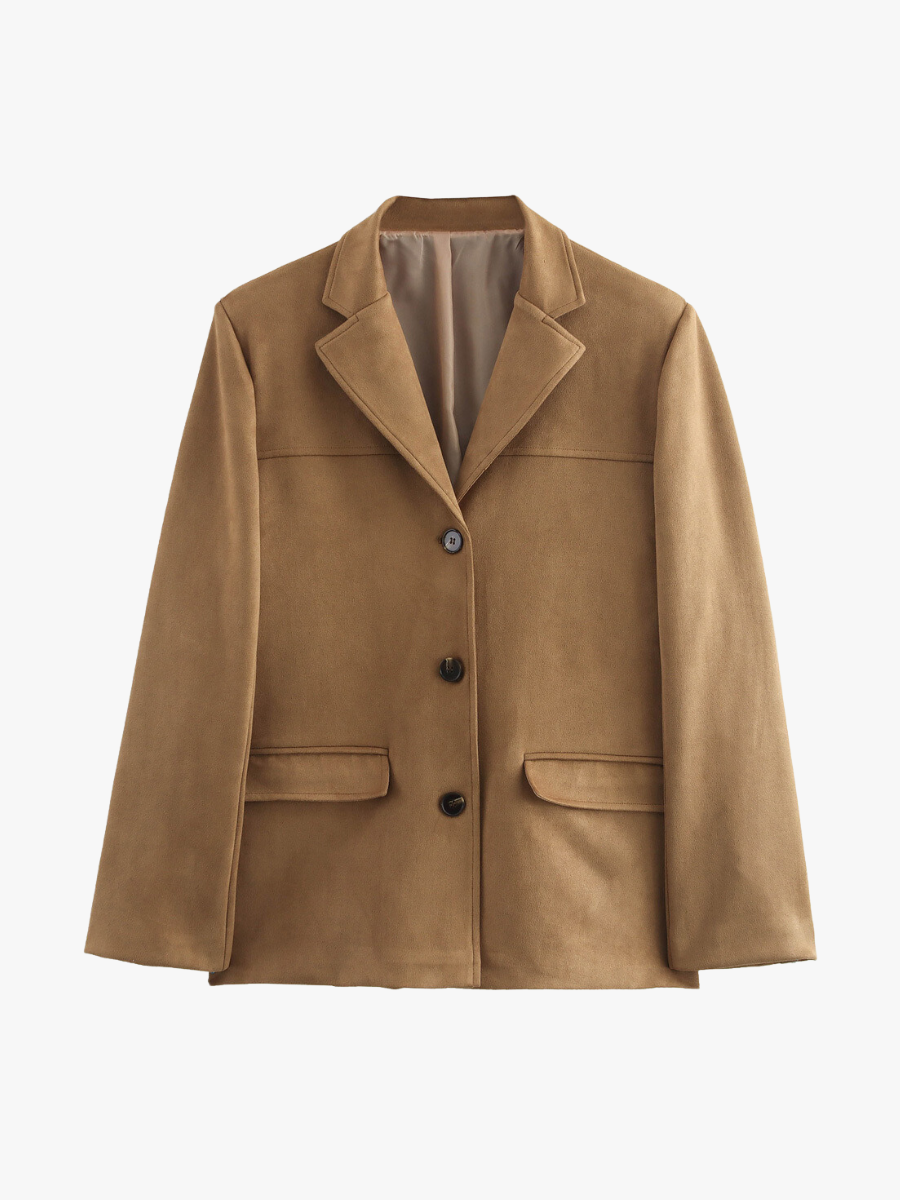 Drune | Klassischer Blazer Aus Wildlederimitat in Braun