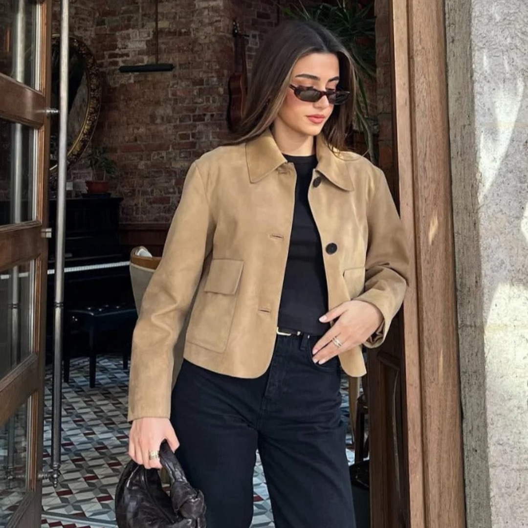 Drune | Beige Lederjacke