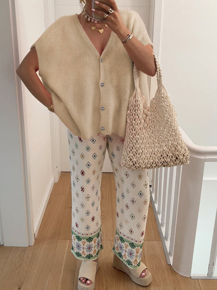 Drune | V-Ausschnitt Kurzarm Cardigan