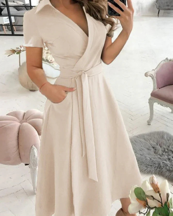 elegantes v-ausschnitt midikleid für damen