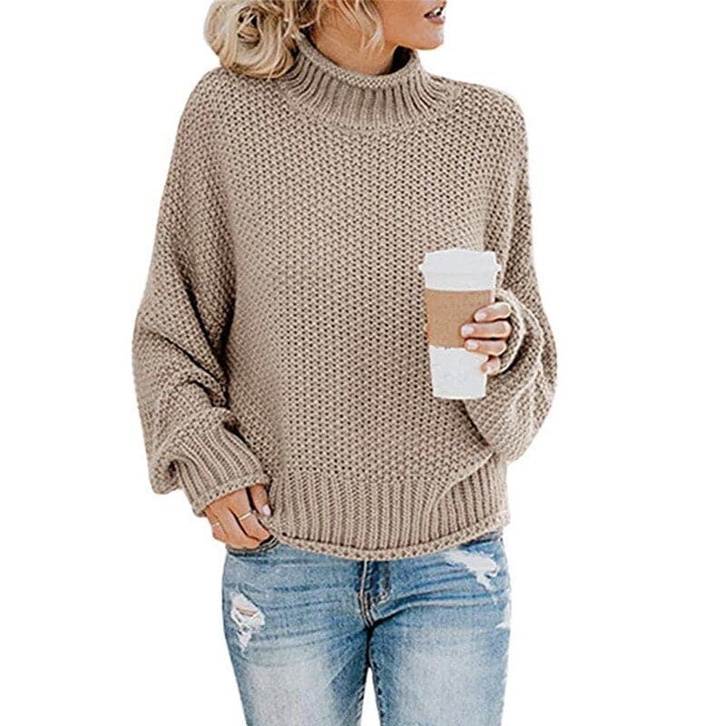 Drune | Strickpullover - Hoher Rollkragen - Grobstrick - Lockere Passform - Weich und Warm
