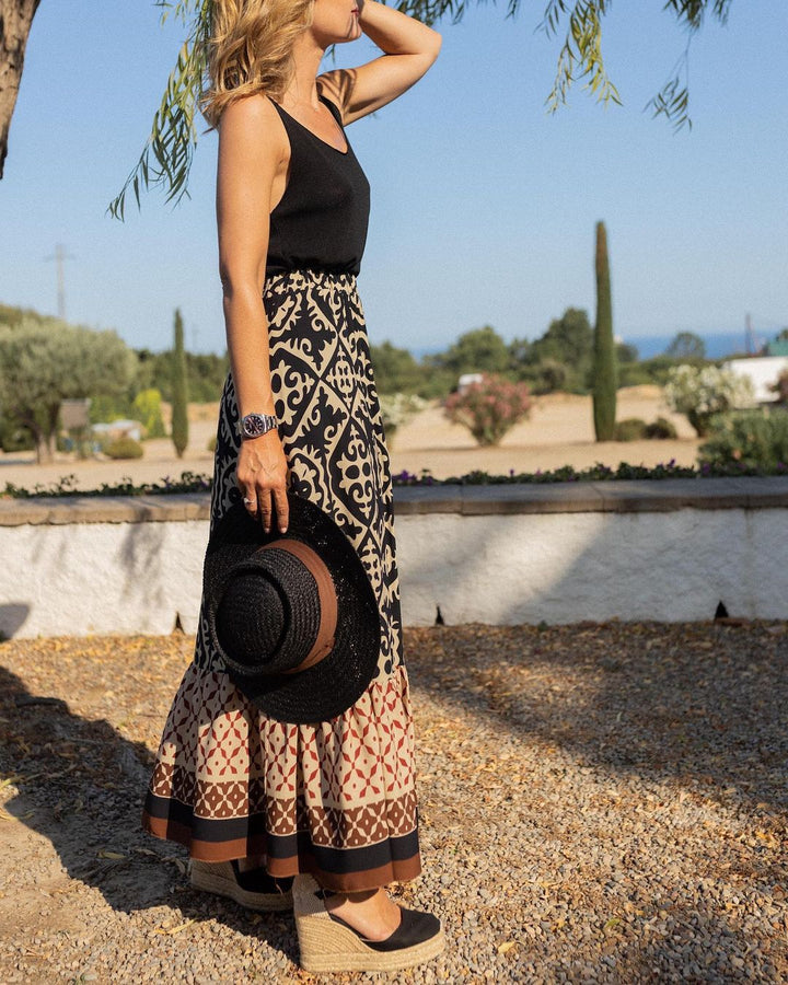 Drune | Boho Lange Rock mit Print