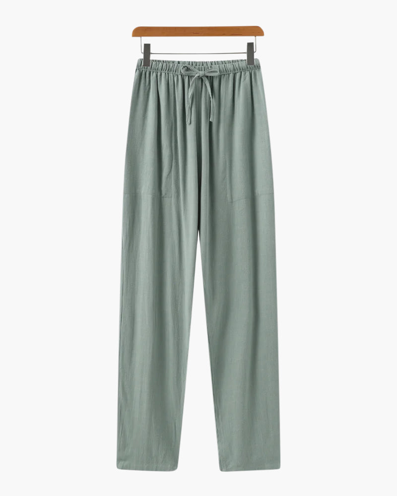 Drune | Leichte Slim Fit Herren Sommer Leinenhose Mit Kordelzug