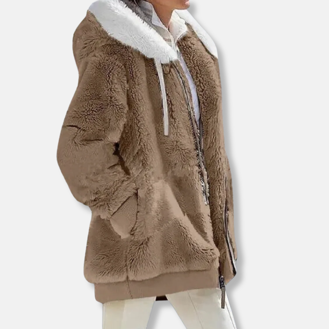 Drune | Fleece Übergroße Fleecejacke - Kapuzen-Reißverschlussjacke