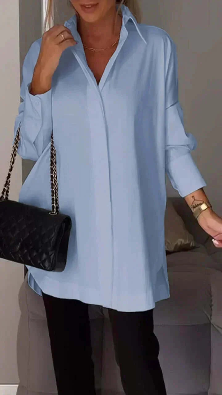 Drune | Oversized Shirt Bluse mit gerollten Ärmeln