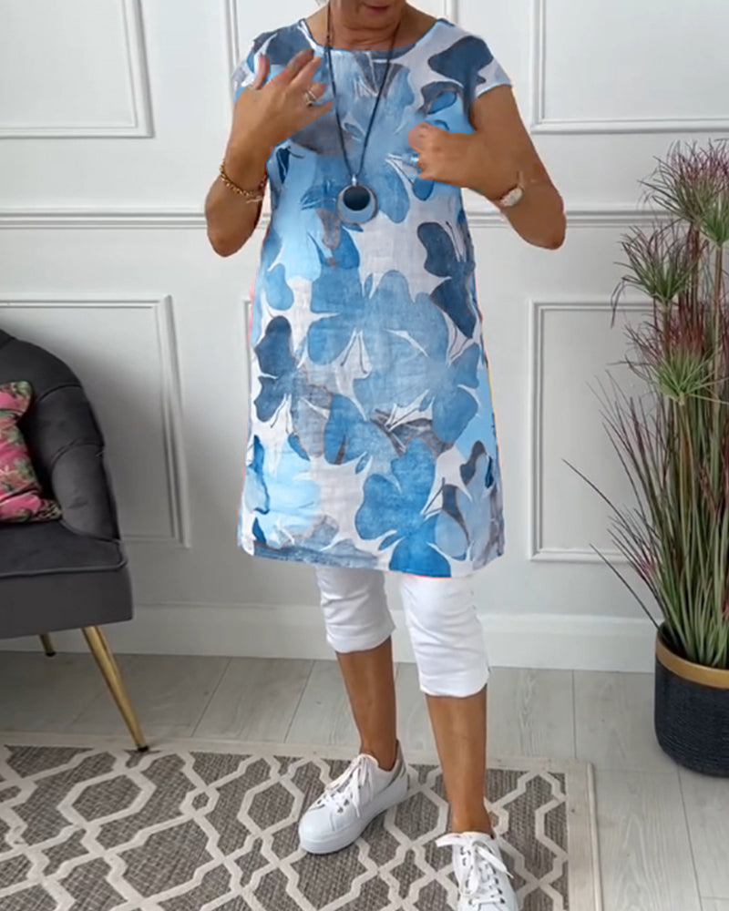 Drune | Lässiges Longtop mit Farbenfrohem Blumenprint