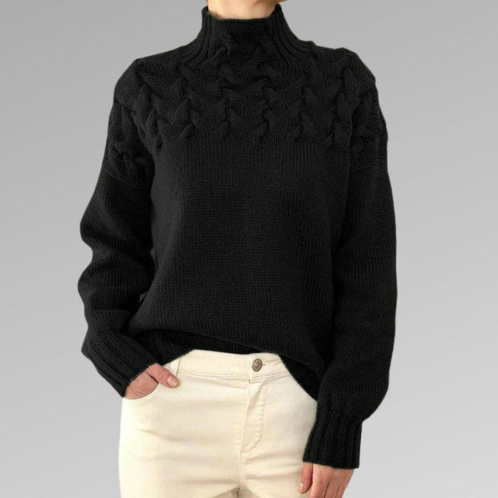 Drune | Strickpullover - Hoher Rollkragen - Zopfmuster - Lange Ärmel - Bequeme Passform