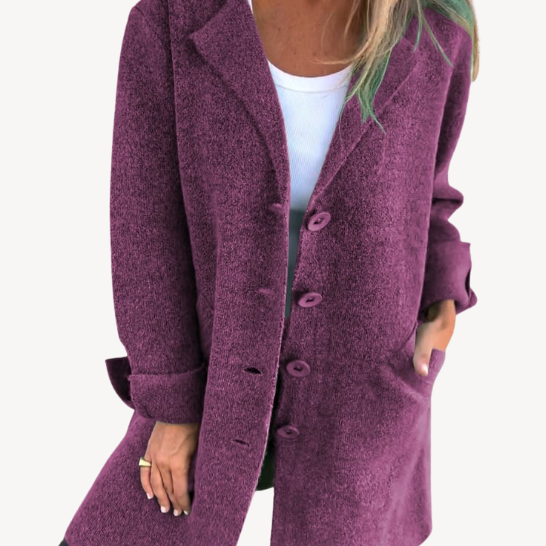 Drune | Frauen Wollmischung Langjacke mit Knopfverschluss