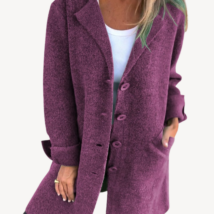 Drune | Frauen Wollmischung Langjacke mit Knopfverschluss