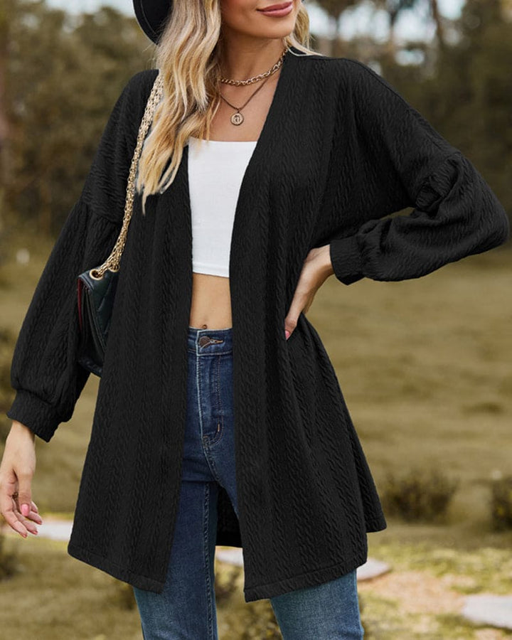 Drune | stilvoller strukturierter Cardigan mit Laternenärmeln