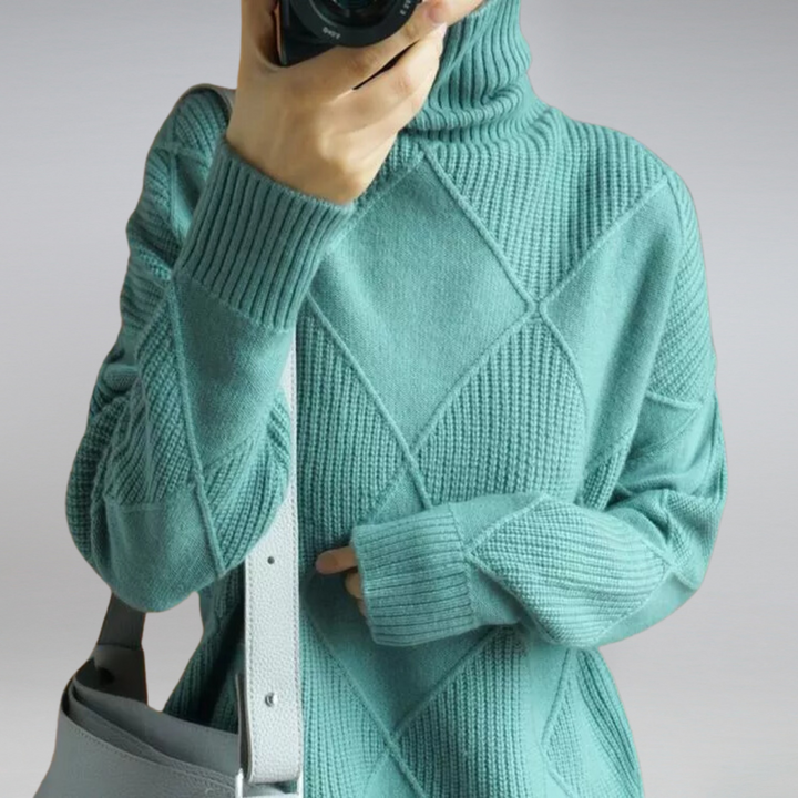 Drune | Damenpullover - Kaschmir Rollkragen Lockere Passform Pullover