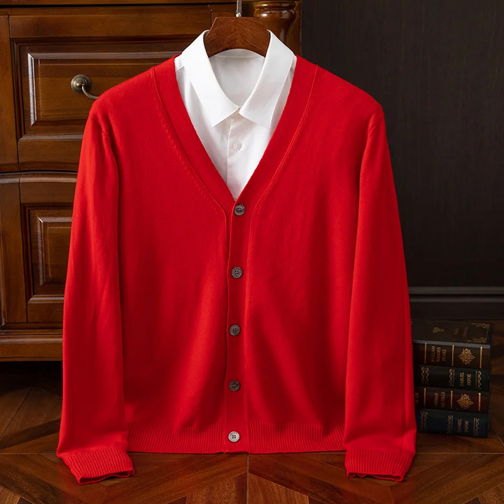 Drune | Herren Strickjacke Mit Knöpfen, Leichter Stoff, Klassischer V-ausschnitt