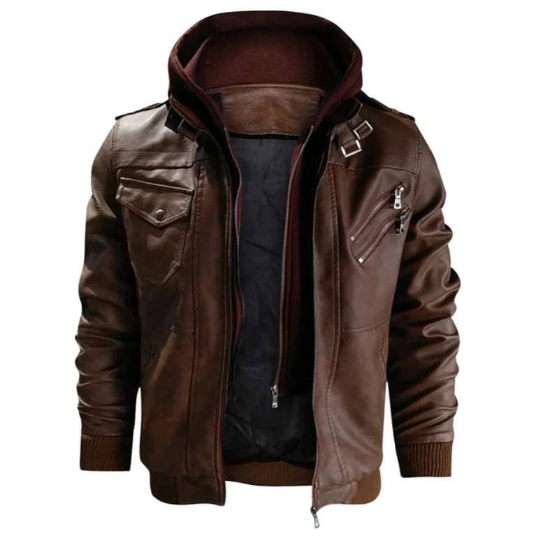 Drune | Lederjacke Mit Kapuze Für Herren