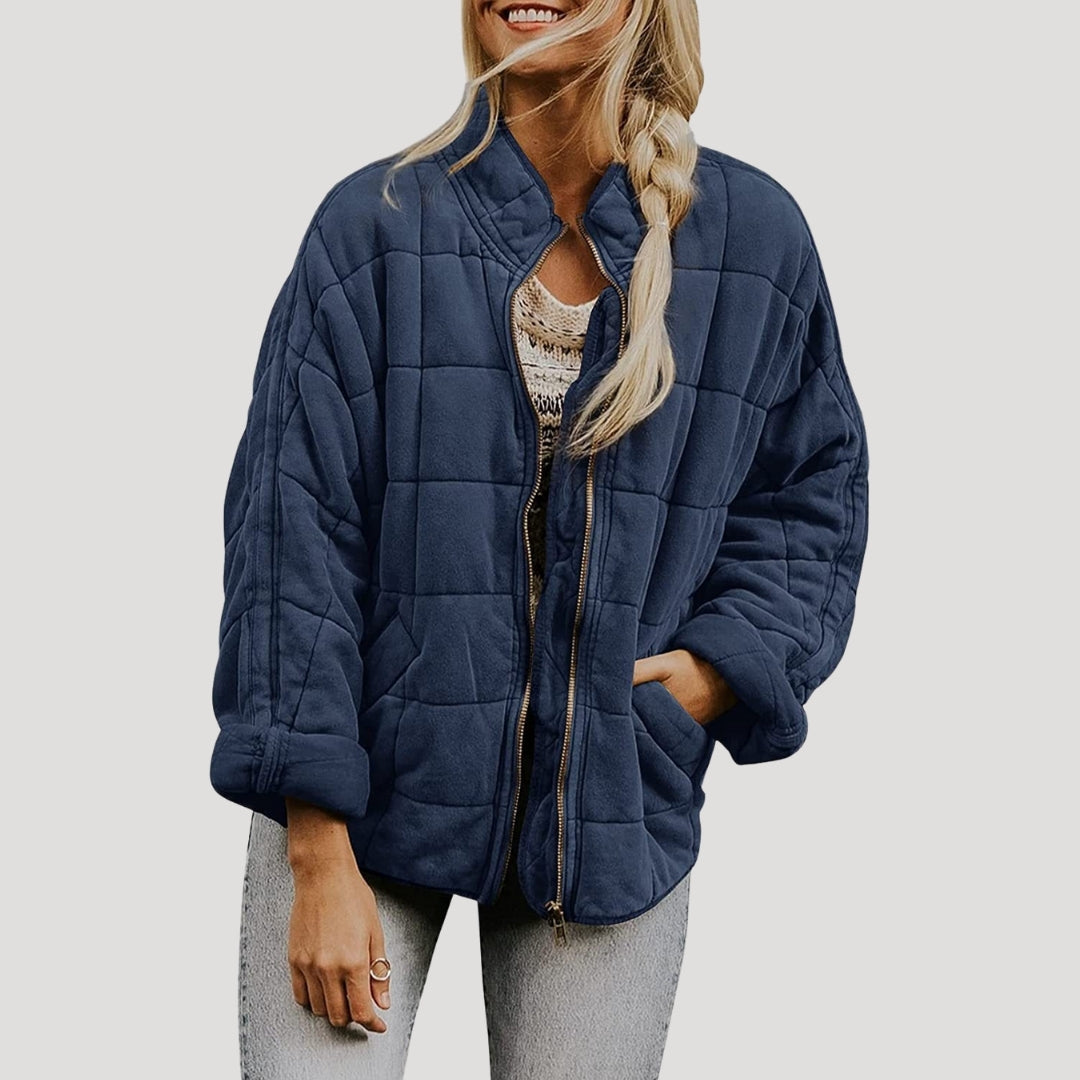 Drune | Damen gesteppte oversized Reißverschluss Pufferjacke