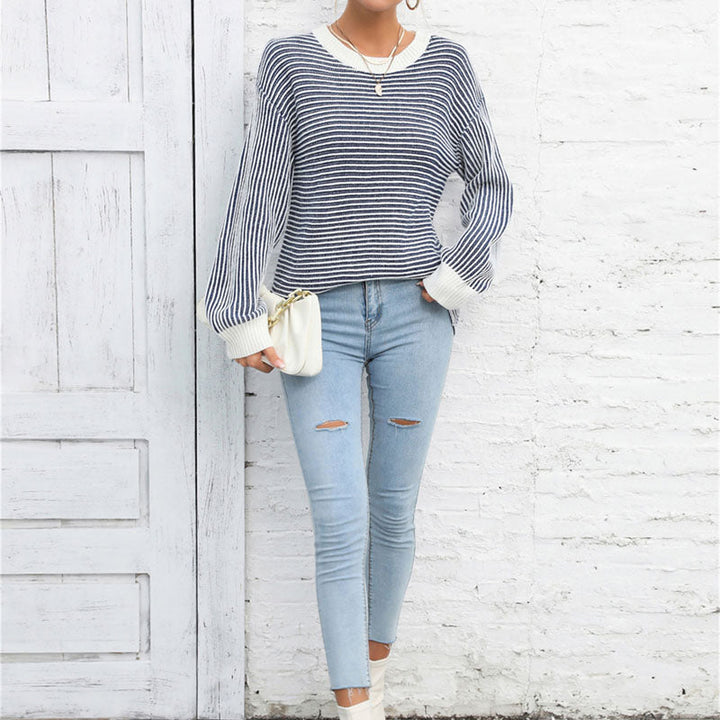 Drune | Gestreifter Strickpullover Mit Lässigem Schnitt