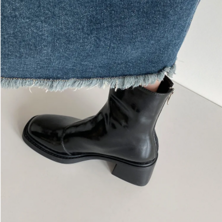 Drune | Stilvolle Leder Ankle Boots mit Blockabsatz für Damen Damen Ankle Boots