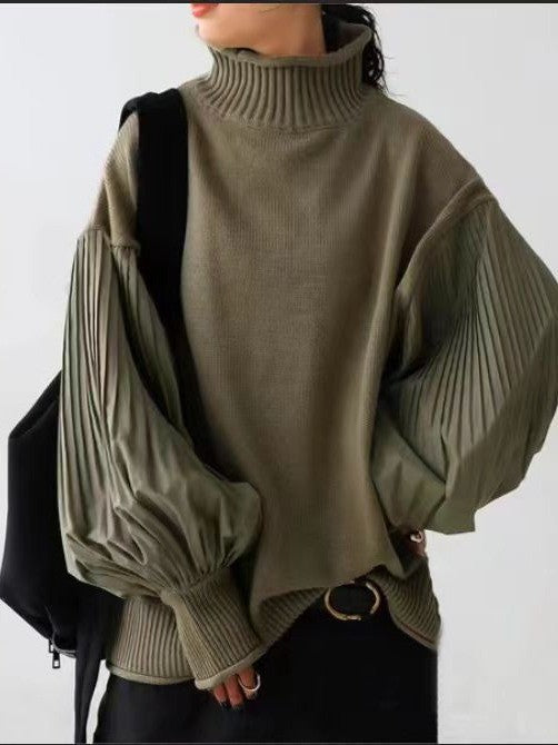 Lässiger Pullover mit Ballonärmeln und Falten-Details