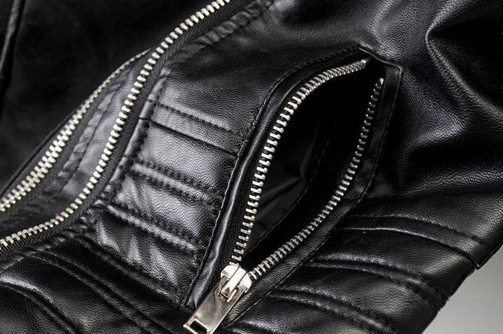 Drune - Revers Reißverschluss Slim Fit Lederjacke