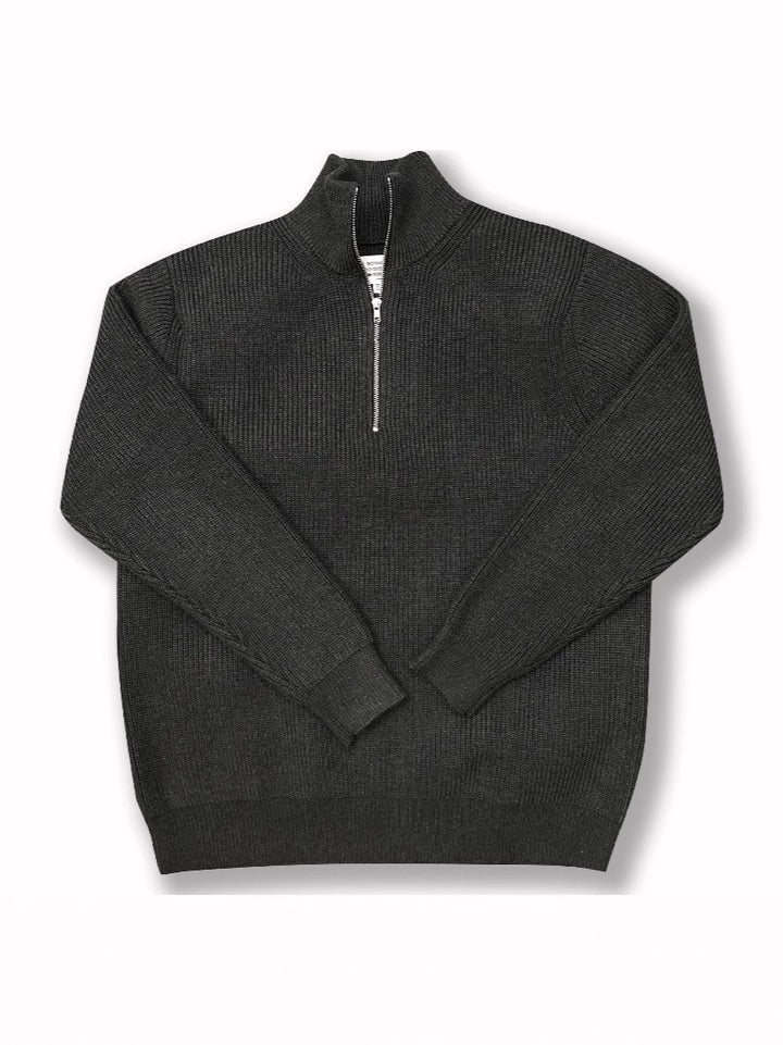 Unisex-Strickpullover mit Reißverschluss und Stehkragen